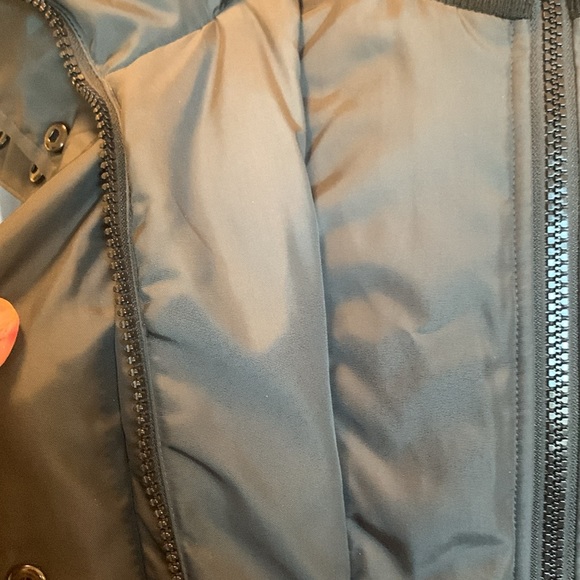 ANDREW MARC BLACK LAYERED PUFFER DOWN STORM WINTER COAT LEATHER TRIM - Picture 8 of 16